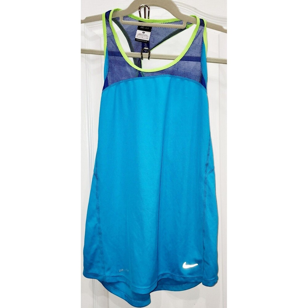 NIKE Dri-Fit Women's Size Small Blue/Green Athletic Racerback Activewear Tank